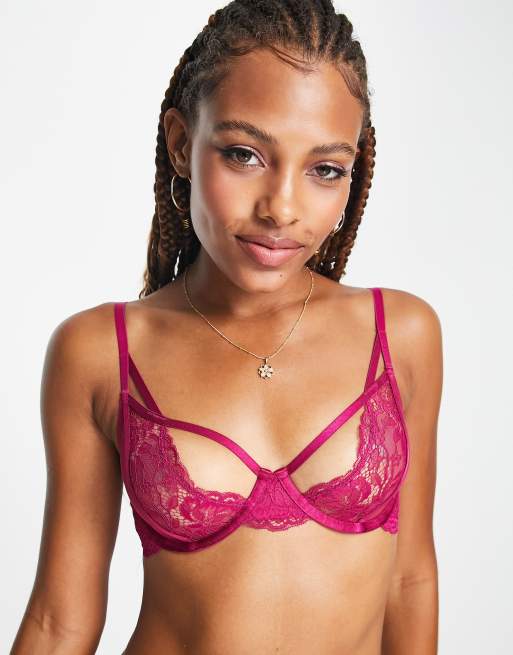 Dorina Red Lace Underwired Bra New Look for Women