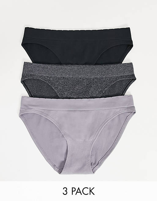Dorina Eloise knit 3 pack briefs in black and grey - MULTI