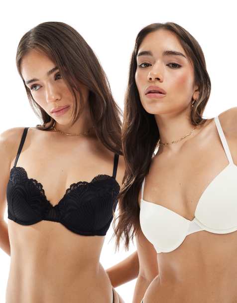 Dorina Emersyn 2 pack light padded demi bras in black/ivory - view 1