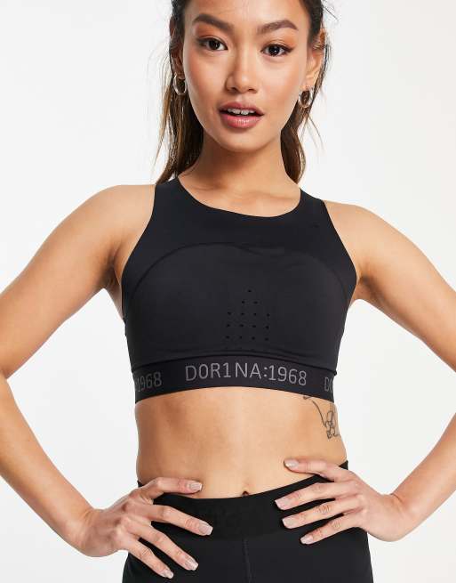 Dorina - Enhance - Sport bh van microvezel met lichte vulling en bandjes op de rug in zwart - BLACK