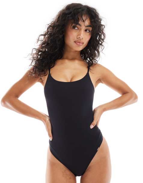 Dorina - Essential - Body nero in microfibra a perizoma con scollo rotondo - view 1