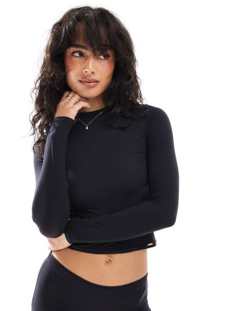 Dorina - Essential - Top a maniche lunghe nero mix & match in microfibra - view 1