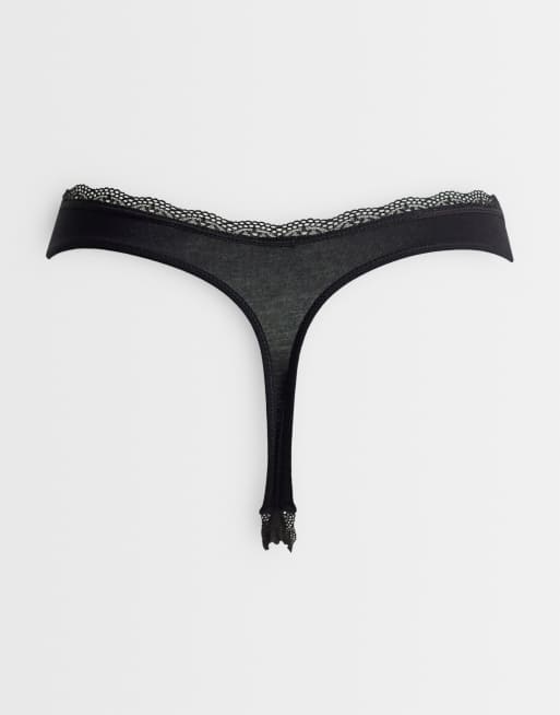 Dorina Essentials cotton 5 pack thongs in black, 2 of 3