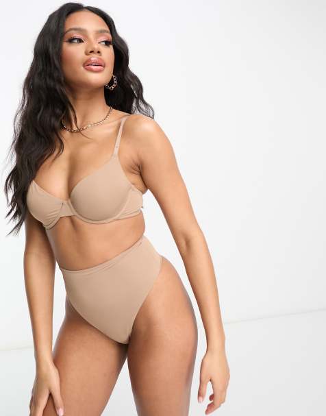 Dorina – Evelyn – Formender Kontur-Tanga in Hellbraun mit hohem Beinausschnitt - view 1