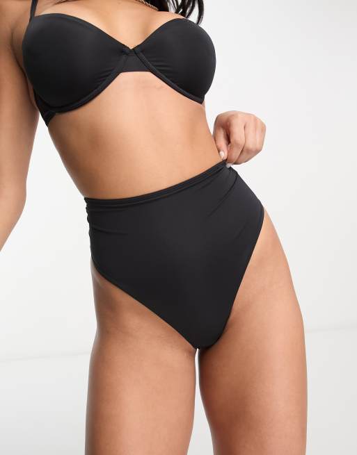 Dion High Waisted Sculpting Thong in Black