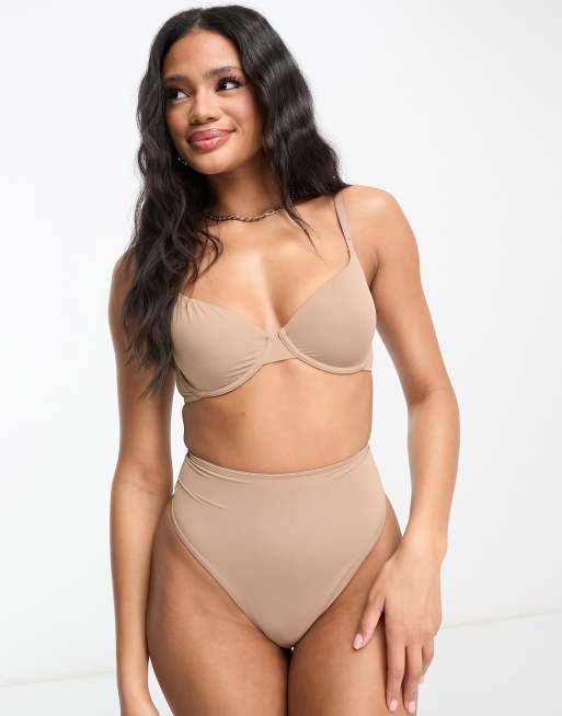 Dorina Evelyn high leg contour shaping thong in light brown, 3 of 4