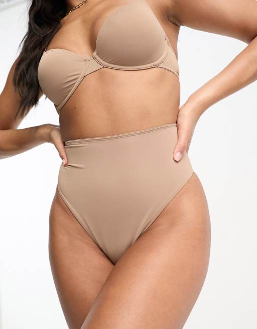 Dorina Evelyn high leg contour shaping thong in light brown, 4 of 4