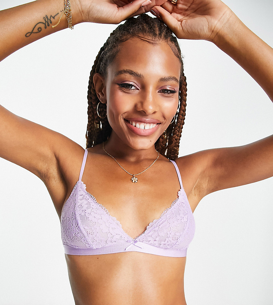Dorina Exclusive Peony Lace Non Padded Triangle Bralette In Lilac-purple