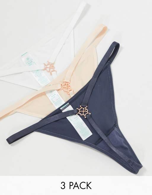 Dorina Fili recycled 3 pack string thong in black beige and white
