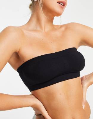 Dorina Flo Knit Lightly Padded Bandeau Bralette In Black - Black In Black