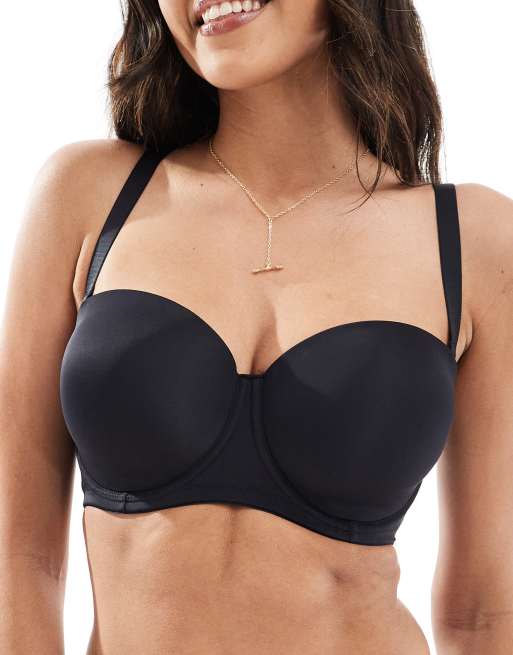 Dorina Fuller Bust – Michelle – Czarny biustonosz z dekoltem bandeau i odpinanymi ramiączkami