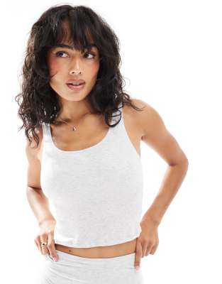 Thumbnail - Dorina - Geripptes Camisole in Grau meliert mit leichter, herausnehmbarer Wattierung
