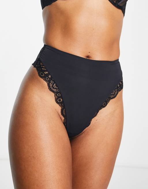 BOSS - Lace-detail thong briefs with logo waistband