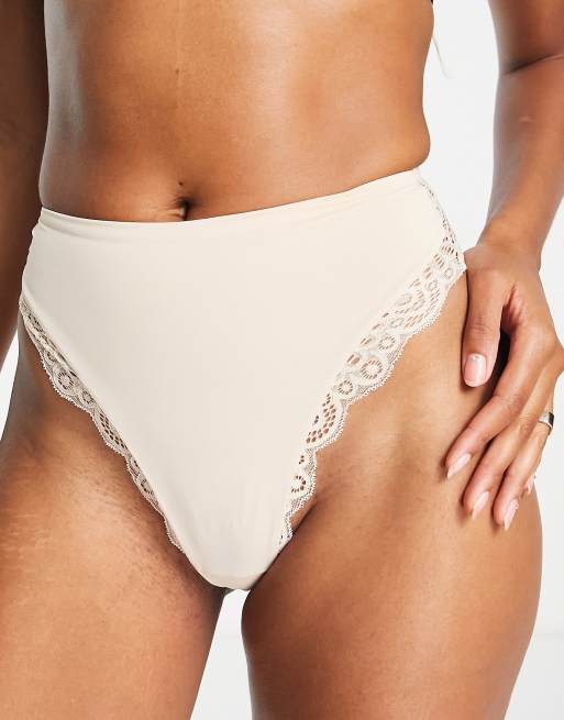 White Lace Back High Waisted Knickers