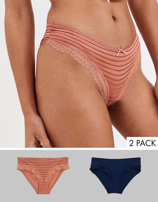 Dorina Ida 2 pack hipster brief in navy and coral