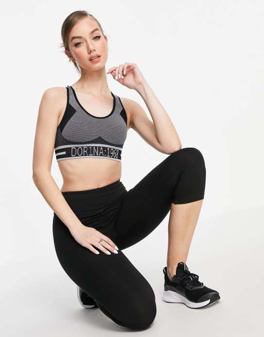 Dorina Incline lightly padded wireless sports bra with removeable pads in black, 4 of 4