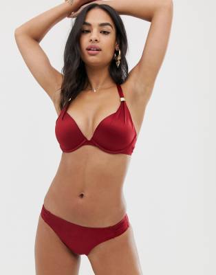 red shiny bikini