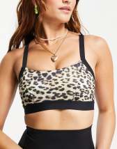 Monki jersey bra in pink leopard print (part of a set)