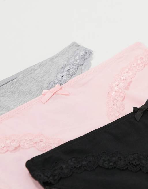 Dorina - Lianne - Set van 3 slips in zwart, gemêleerd grijs en roze, 3 van 4