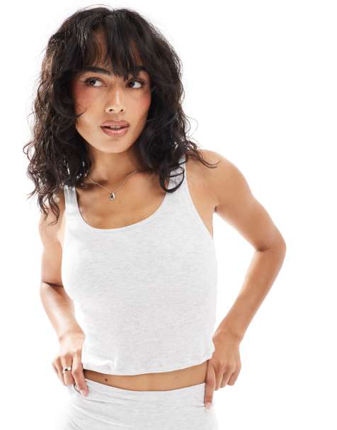 Dorina light padded ribbed modal camisole in grey marl with removable pads - view 1