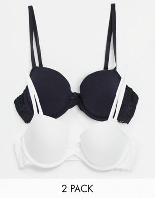 Dorina Lila 2 pack cotton t-shirt bras in black and white - MULTI - ASOS Price Checker
