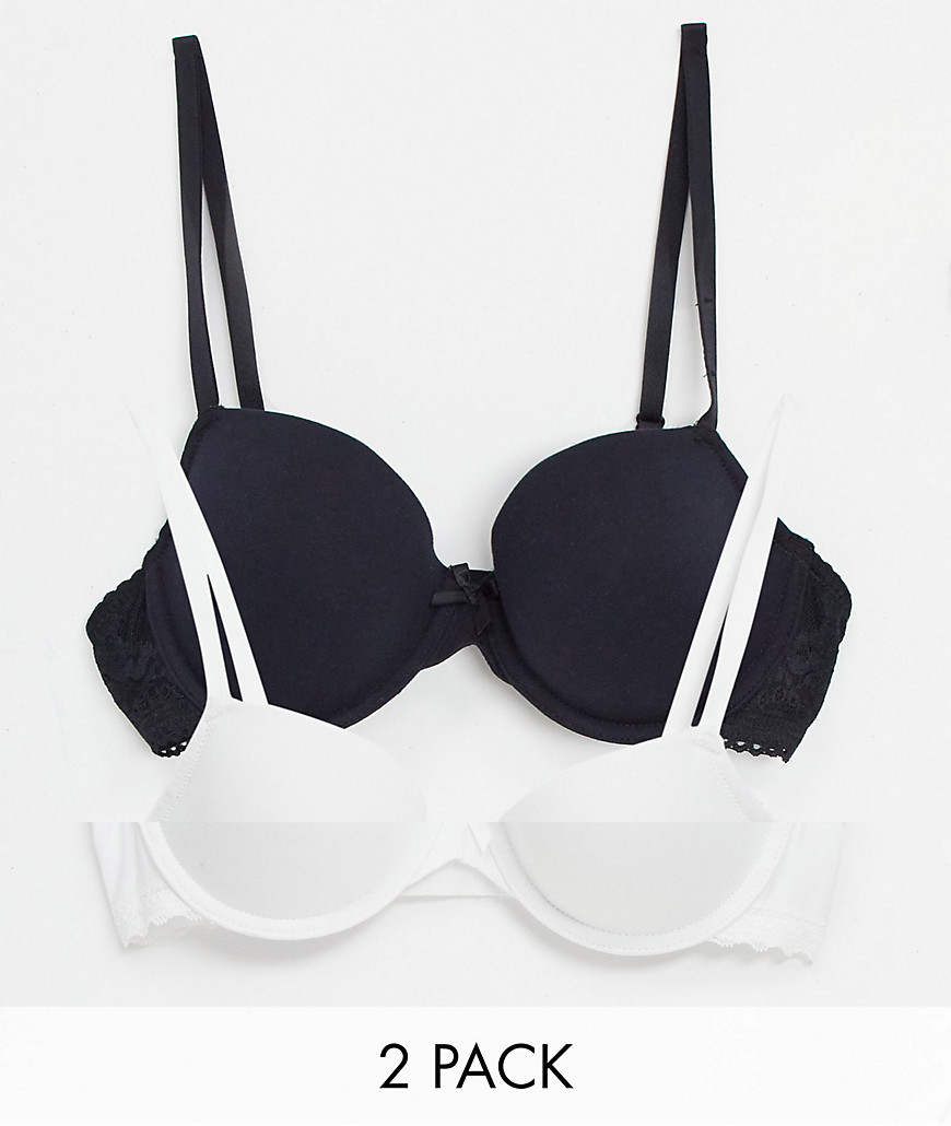 Dorina Lila 2 pack cotton t-shirt bras in black and white – MULTI