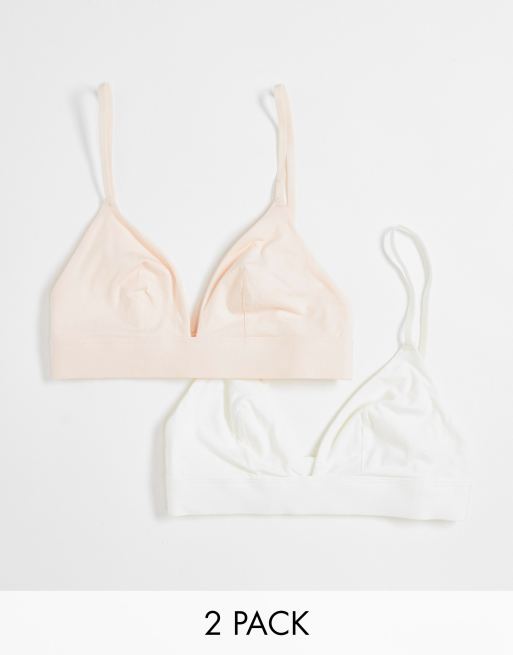 Dorina – Lila– 2er-Pack Triangel-Bralettes in Rosa und Elfenbein - MEHRFARBIG