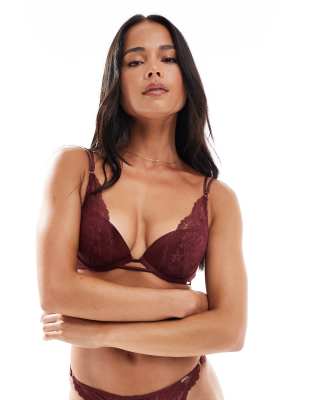 Dorina Lyra Satin Light Padded Plunge Bra In Brown