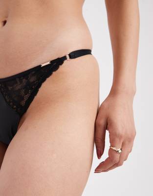 Dorina Lyra Satin String Thong In Black