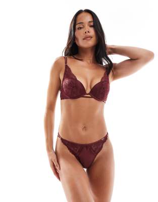 Dorina Lyra Satin string thong in burgundy