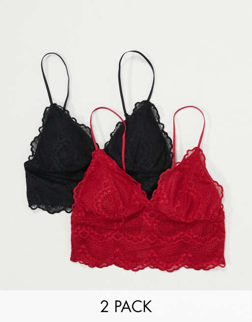 Lace Bralettes, 2-Pack