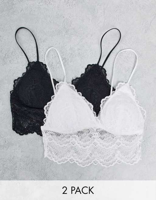 Dorina Mia lace longline bralette 2 pack in black and white