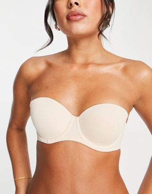Monki satin triangle bra with lace in burgundy