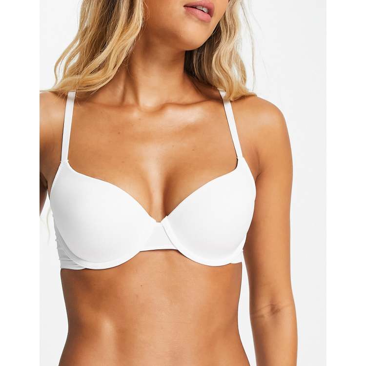 Calvin Klein White T-Shirt Padded Underwire Bra White 38 B