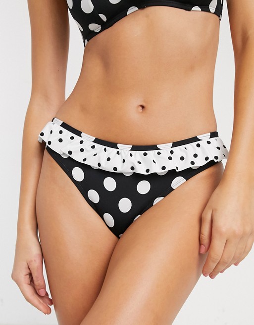 Dorina mix and match frill bikini bottom in polka dot