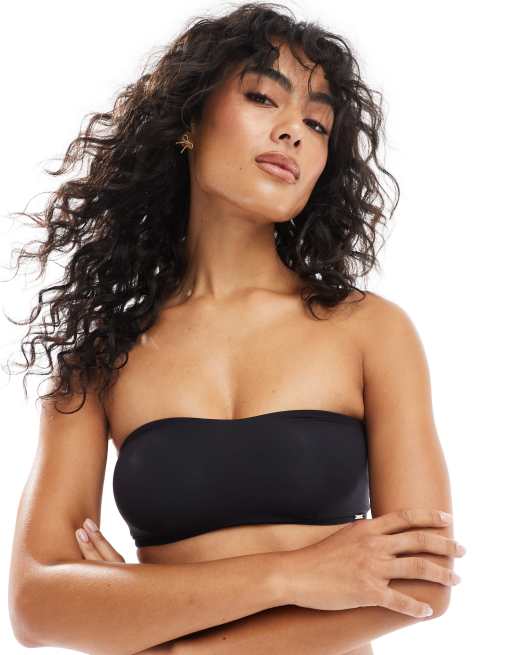 Dorina – Mix & Match – Wattiertes, trägerloses Basic-Oberteil aus Mikrofaser in Schwarz