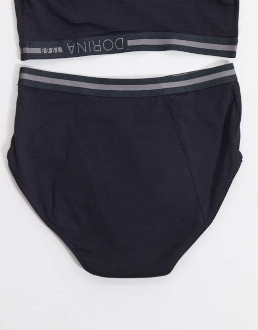 Dorina - Moon - Confezione da 2 culotte da notte per il ciclo medio in cotone nero - BLACK, 2 di 4