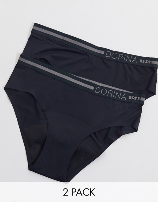 Dorina Moon nylon blend 2 pack day hipster period briefs in black - BLACK