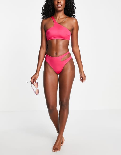 Neon pink 2025 one shoulder bikini