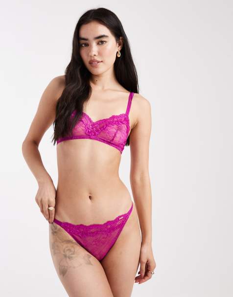 Dorina Origins Lace string thong in fuchsia