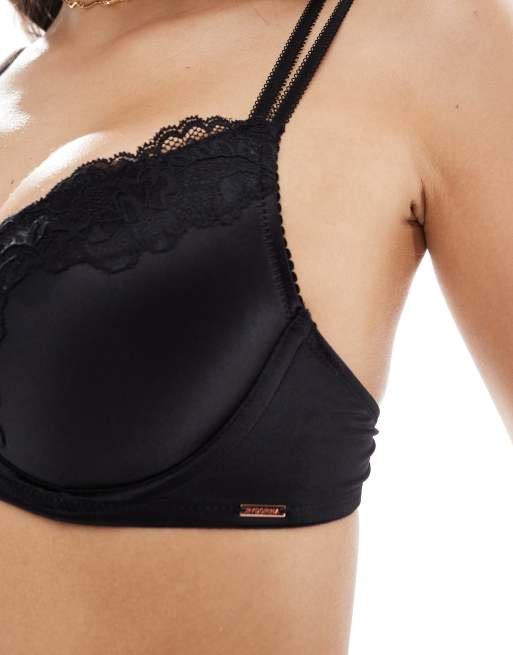 Dorina Origins Reggiseno push up micro nero lucido con scollo