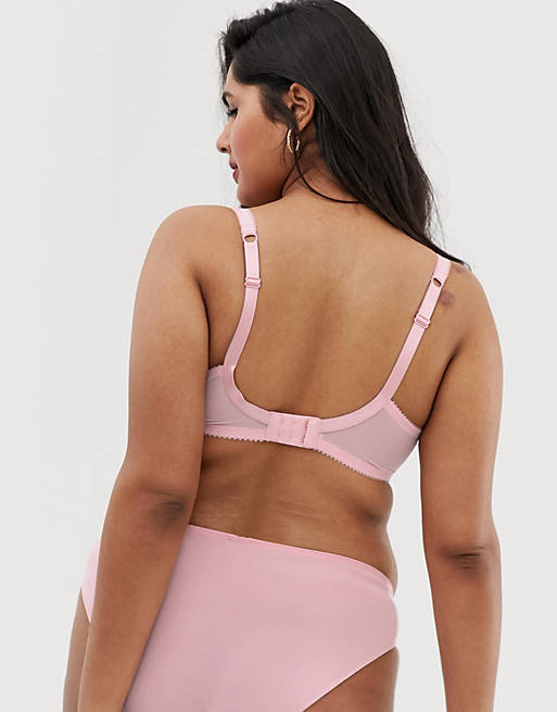 Dorina Plus Size Glenda embroidered mesh minimiser bra in pink