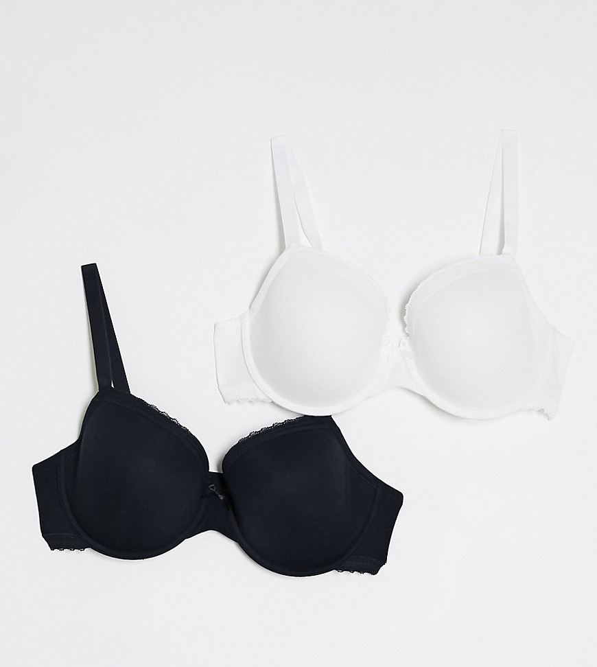 Dorina Plus Size Lila 2 pack organic cotton blend t-shirt bras in black and white-Multi