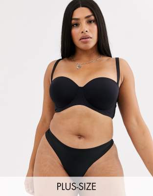 Dorina Plus Size - Patricia - Sort stropløs balcony-BH i genanvendt mikro