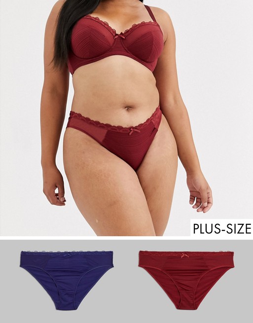 Dorina Plus Size Paula 2 pack briefs in blue and red