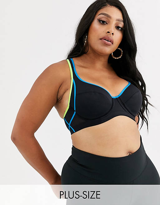 Dorina Plus Size Spirit high impact sports bra in black