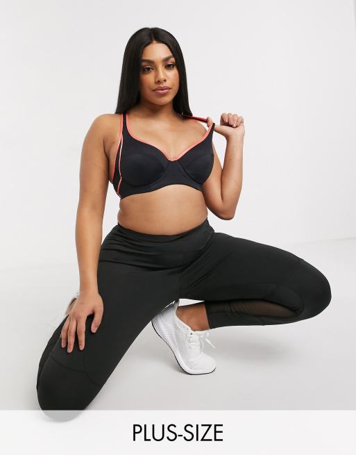 Dorina Plus Size Spirit high impact wired sports bra in black