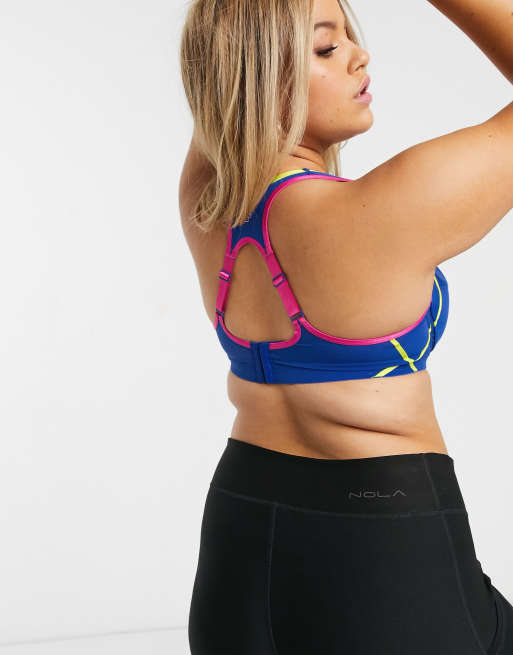 Dorina Plus Size Spirit high impact wired sports bra in blue, 2 of 4