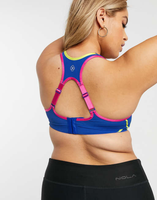 Dorina Plus Size Spirit high impact wired sports bra in blue, 3 of 4