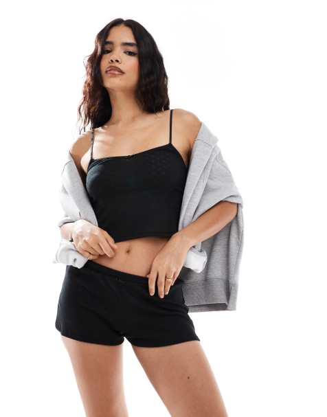 Dorina pointelle rosebud set in black - view 1